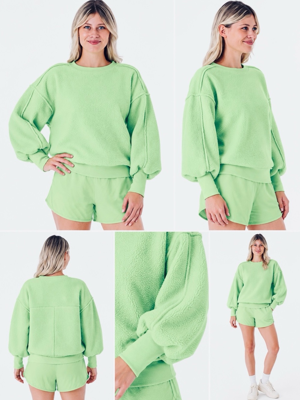Ballon sleeve Sherpa fleece